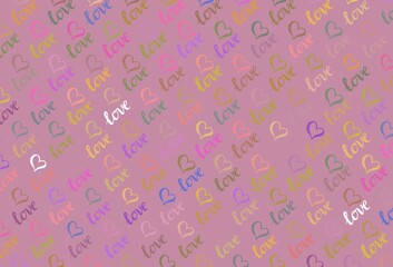 Light Multicolor vector background with hearts.