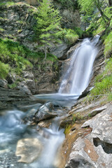 Waterfall on the Varaita stream, climbing towards the Agnello hill in Valvaraita