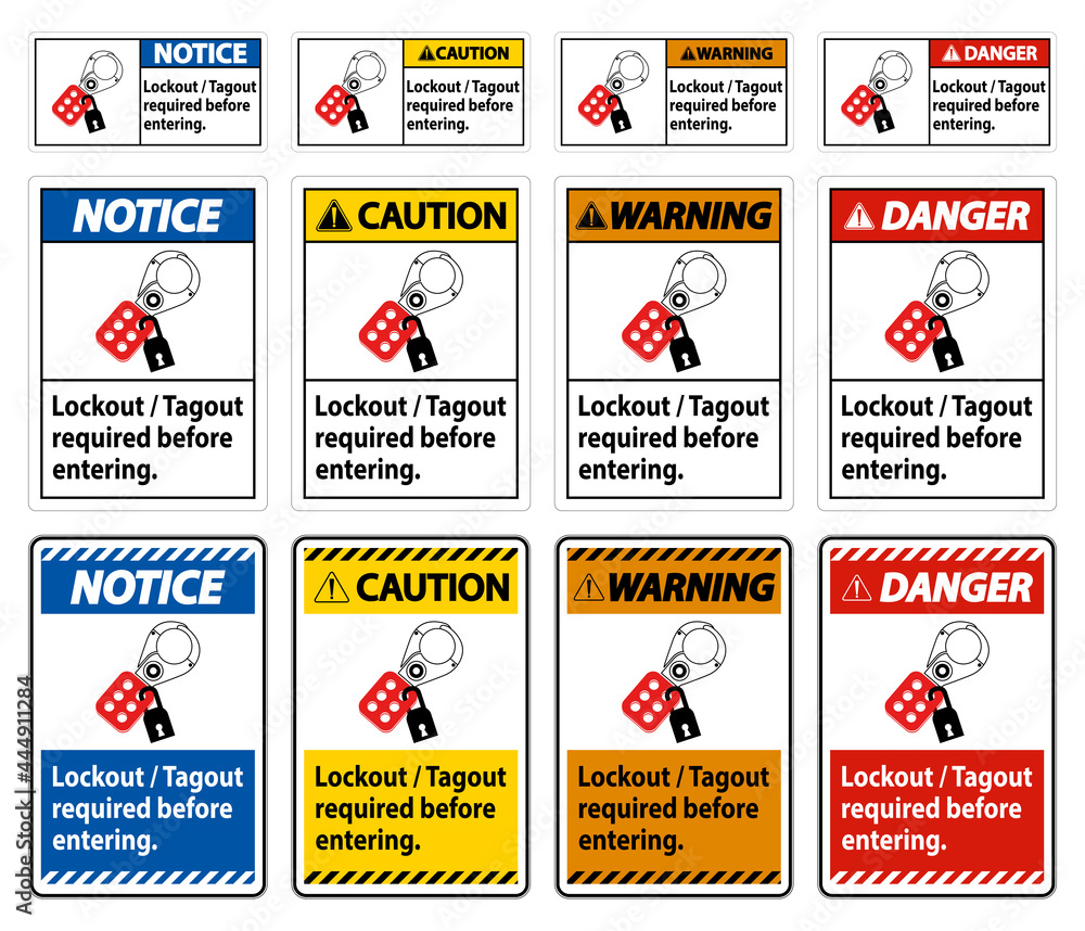 Wall mural Warning Sign Lockout ,Tagout Required Before Entering