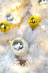 mirror ball on christmas tree