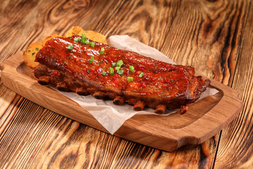 grilled ribs with baked potato