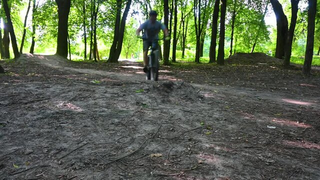 MTB trail riding on the MTB bicycle in the summer season