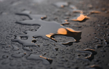 Close up water drops on metal surface can be used for web design