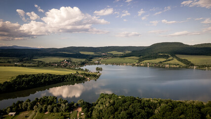 Aerial view of Teply vrch reservoir in Slovakia