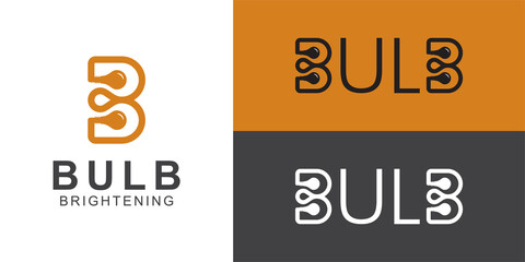 creative idea logos of line art letter B with bulb lamp symbol icon for your brand mark logo design