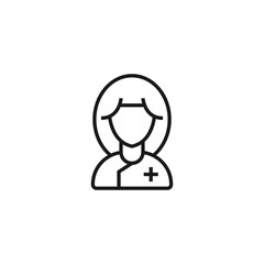 Line icon of female doctor in lab coat