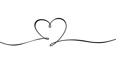 Lined heart shape on white illustration