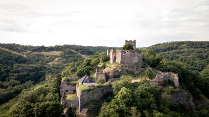 Fototapeta na wymiar Aerial view of Cabrad Castle near the village of Cabradsky Vrbovok, Slovakia