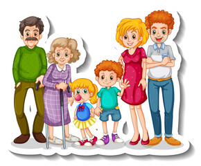 A sticker template with big family members cartoon character