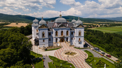 Aerial view of Halicsky Castle in the village of Halic in Slovakia