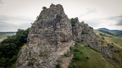 Aerial view of Sovi castle in Surice village in Slovakia