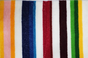 Closeup texture of Beach towel Colorful horizontal stripes background