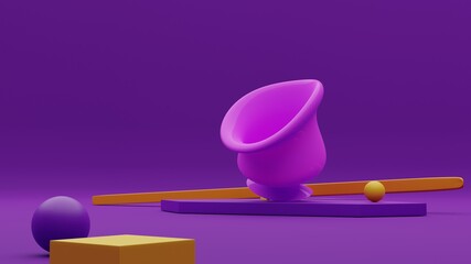 Vase abstract 3d bowl violet purple geometric graphic with elements like cubes and spheres