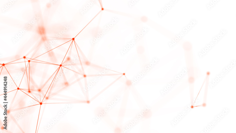 Fototapete Polygonal white background with connecting dots and lines. Network connection structure. Plexus effect. 3d rendering.