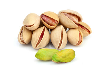 Obraz premium Pistachios in the peel isolated.