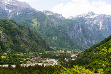 Fototapeta premium Mountain landscape in national park Theth in the Albanian alps.