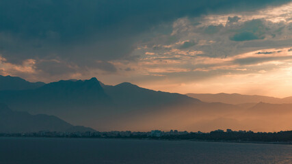 Sunset in the mountains in Antalya