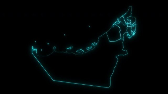 Animated Outline Map of United Arab Emirates with Emirates