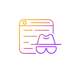 Private browsing gradient linear vector icon. Keeping browsing activity secure. Being anonymous. Not leaving trace. Thin line color symbols. Modern style pictogram. Vector isolated outline drawing