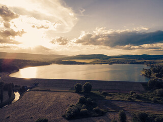 Aerial view of Teply vrch reservoir in Slovakia