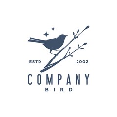 Bird on The Twig Logo Design Vector Image