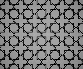 Abstract geometry pattern in Arabian style. Seamless vector background. Black and gray graphic ornament. Simple lattice graphic design