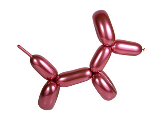 Pink bright balloon dog isolated on the white background