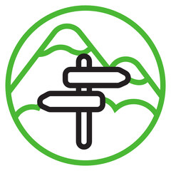 Signpost , Outdoor and Camping outline icon.