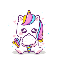 cute unicorn hugging cotton candy