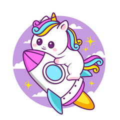 cute unicorn launch with rocket