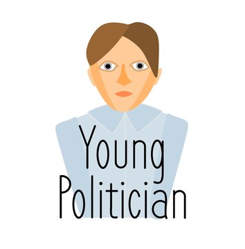 Politics and politics. A female politician. A young politician. A political game. Elections and Congress. Rostrum and forms. Parliament, state, USA, government.
