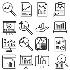 Data analysis icon vector set. profit graph illustration sign collection. data science symbol or logo.