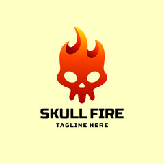 Double Meaning Logo Design Combination of Skull and Fire