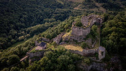 Fototapeta na wymiar Aerial view of Cabrad Castle near the village of Cabradsky Vrbovok, Slovakia