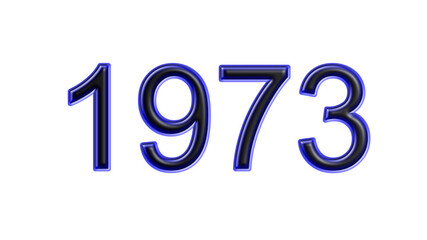 blue 1973 number 3d effect white background