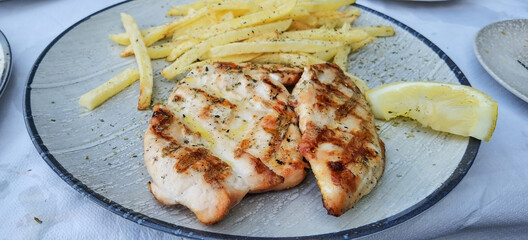 chicken fillet and french fries