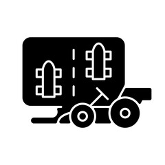 Racing game black glyph icon. Interesting competitive genre of activities to spend time with friends. Sport simulators with modern cars. Silhouette symbol on white space. Vector isolated illustration