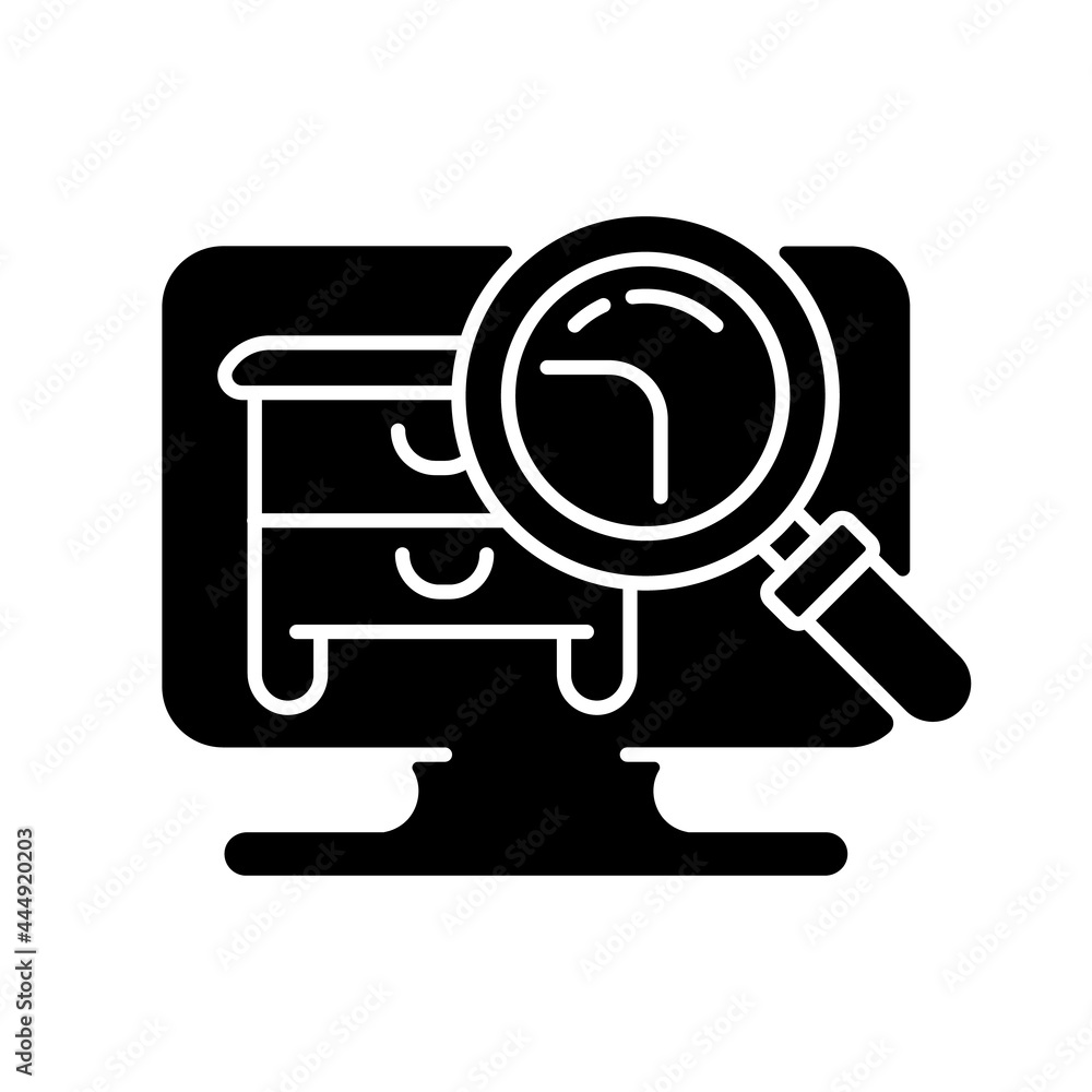 Poster hidden object game black glyph icon. intelectual activities for spending time. finding different hid