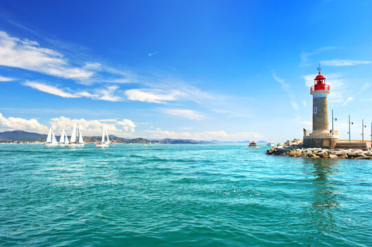 Lighthouse of St. Tropez. beautiful mediterranean landscape