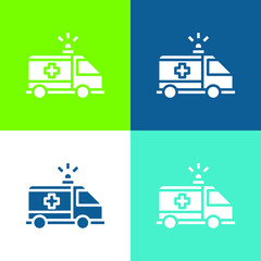 Ambulance Flat four color minimal icon set
