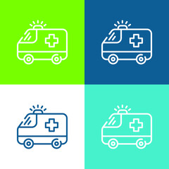 Ambulance Flat four color minimal icon set