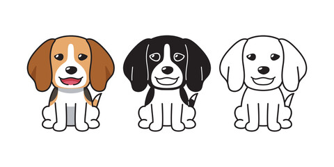 Vector cartoon set of beagle dog for design