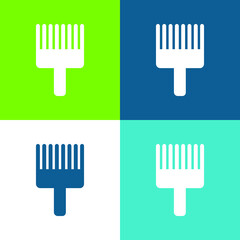 Afro Pick Flat four color minimal icon set