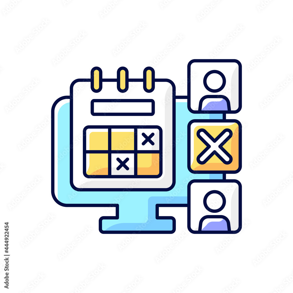 Poster absence calendar rgb color icon. tracking employee leaves and days off remotely. controlling team me