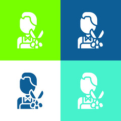 Barber Flat four color minimal icon set