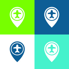Airport Flat four color minimal icon set