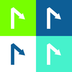 Arrow Straight Line Symbol With An Angle Flat four color minimal icon set
