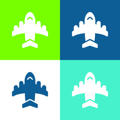 Airplane Flat four color minimal icon set