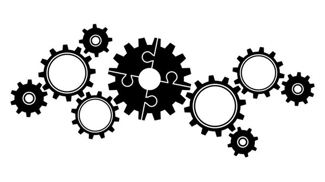 Video Drehende Zahnr&auml;der Gro&szlig; Und Klein Puzzle Schwarz