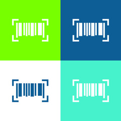 Barcode Flat four color minimal icon set